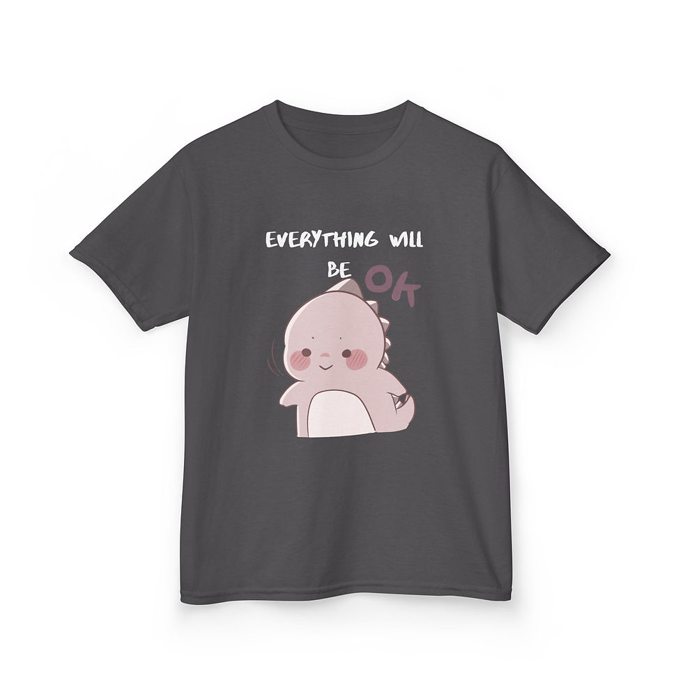 Thumbnail: Kids Heavy Cotton Tee - Everything Will Be OK Cute Animal Design