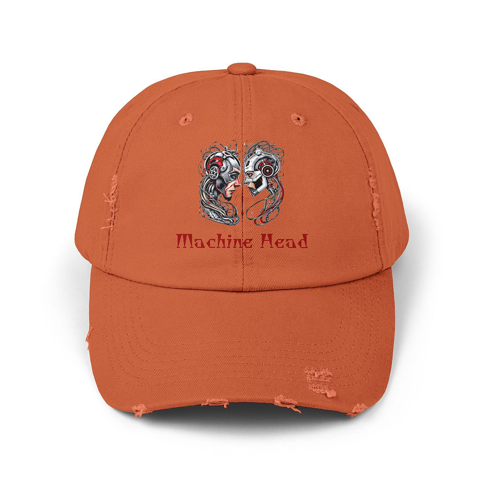 Thumbnail: Unisex Distressed Cap with 'Machine Head' Design - Perfect for Music Lovers