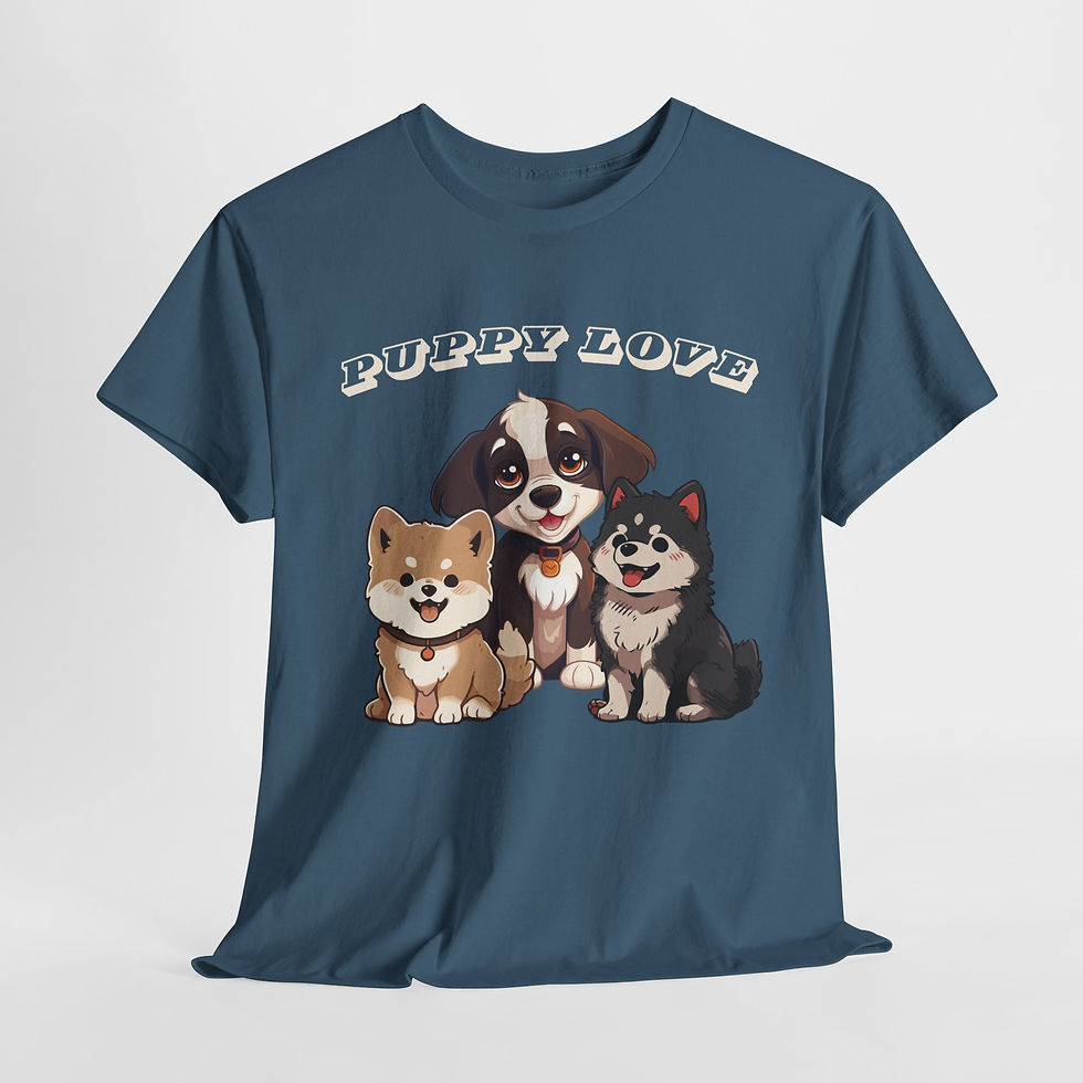 Thumbnail: Cute Puppy Love Cotton Tee - Dog Lover Shirt, Gift for Pet Owners