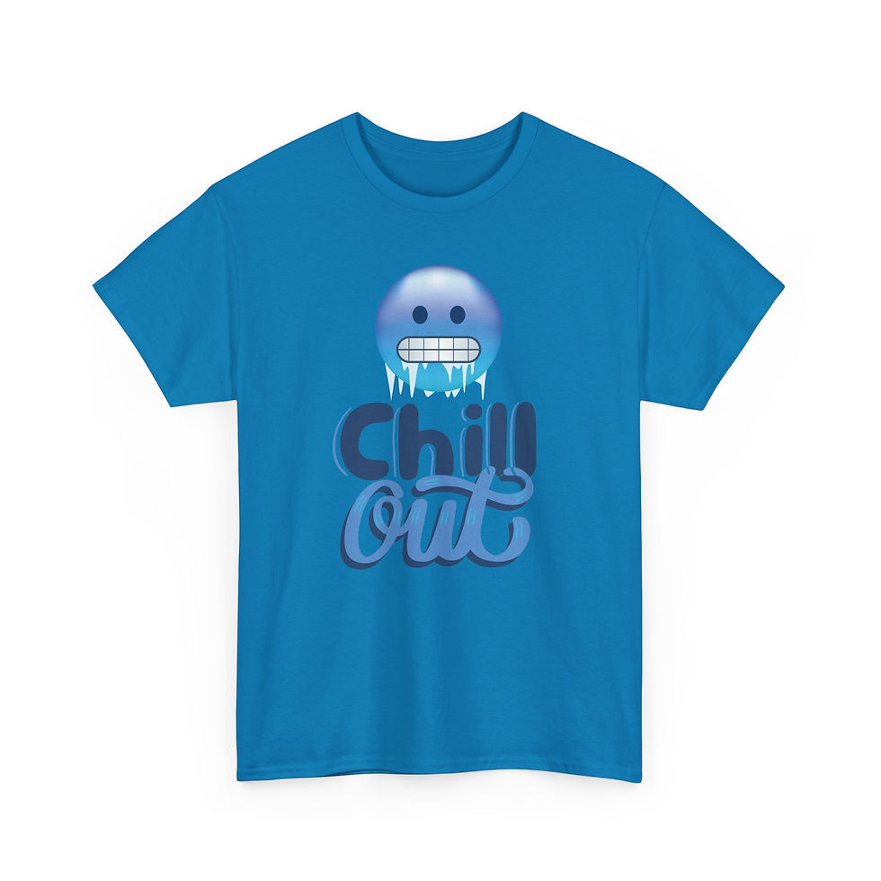 Thumbnail: Chill Out Emoji Heavy Cotton Tee | Relaxed Fit Graphic T-Shirt, Funny 
