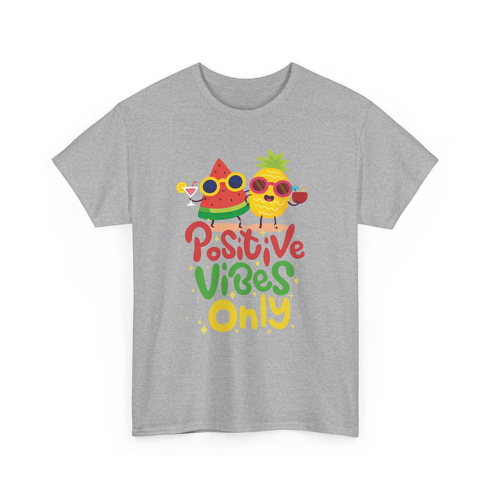 Thumbnail: Positive Vibes Heavy Cotton Tee | Fun Summer Shirt, Gifts for Friends