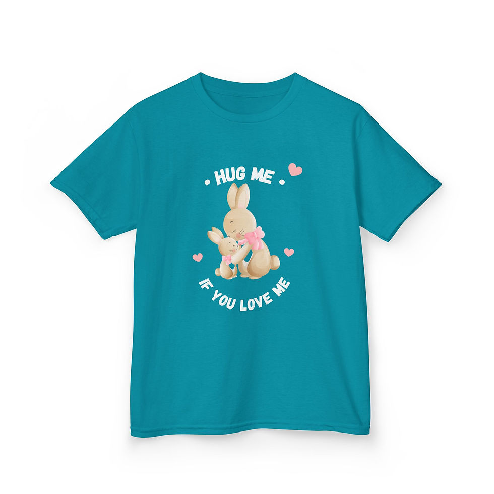 Thumbnail: Adorable Kids Tee - "Hug Me If You Love Me" Bunny Design