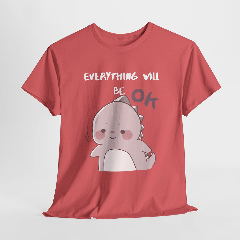 Thumbnail: Cute Dinosaur Unisex Heavy Cotton Tee - Soft & Playful Design 