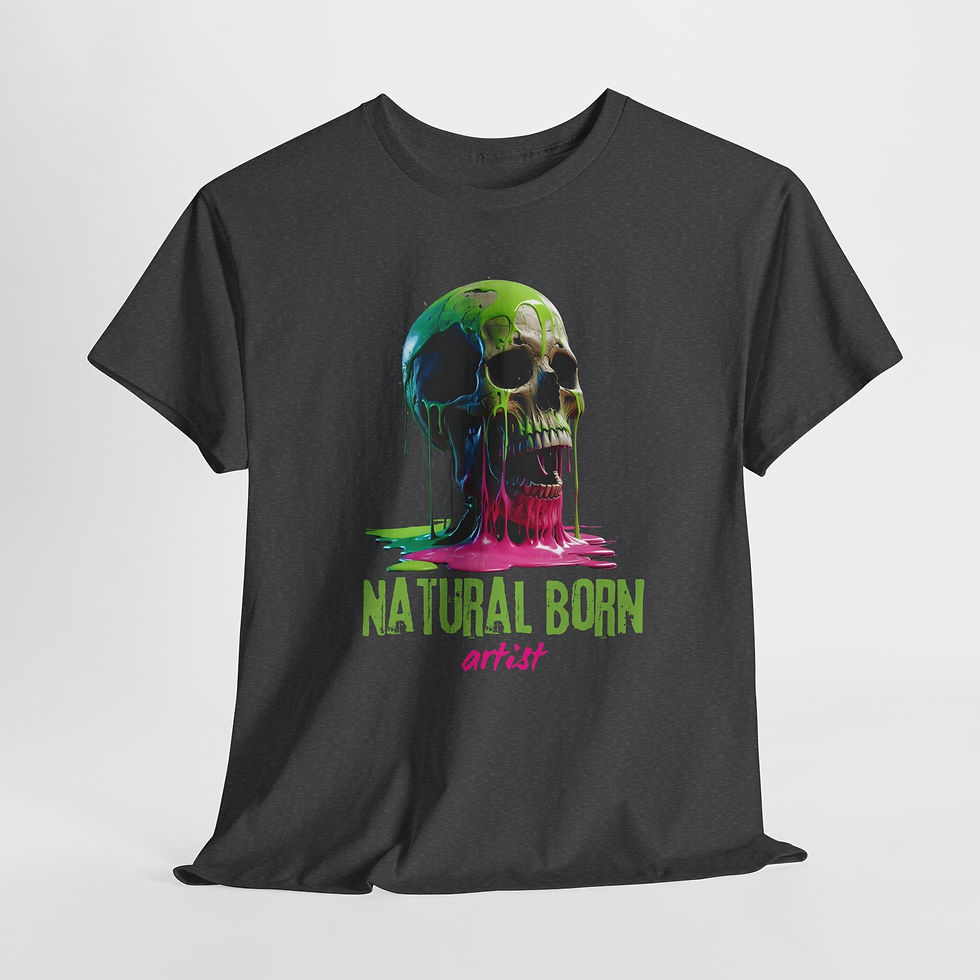 Thumbnail: Natural Born Artist Skull Tee | Cotton T-Shirt, Graphic Tee for Creatives