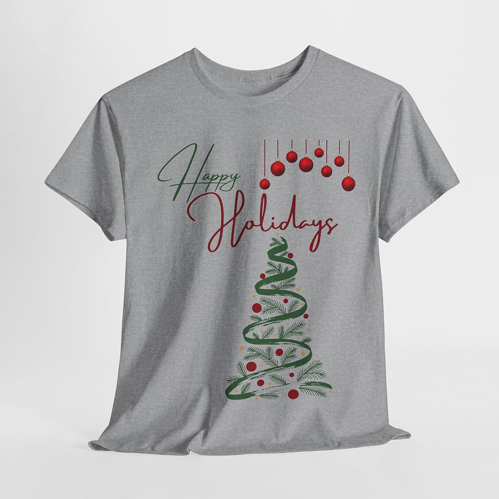 Thumbnail: Happy Holidays Heavy Cotton Tee, Christmas T-Shirt, Gifts for Him or Her