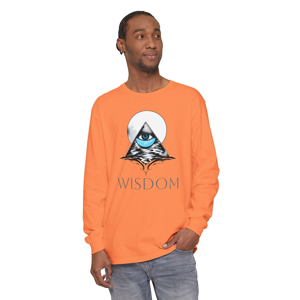 Thumbnail: Garment-Dyed Long Sleeve T-Shirt - Wisdom Eye Triangle Design