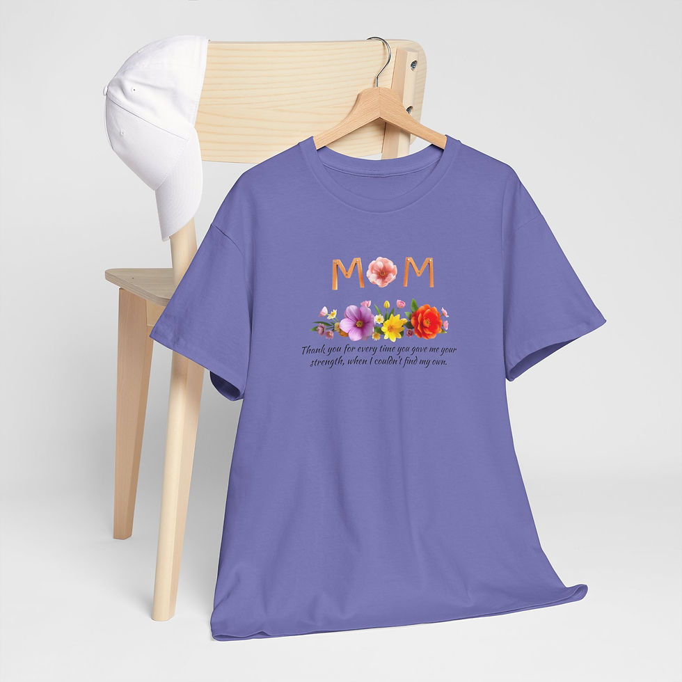 Thumbnail: Thank You Mom Unisex Heavy Cotton Tee - Floral Design