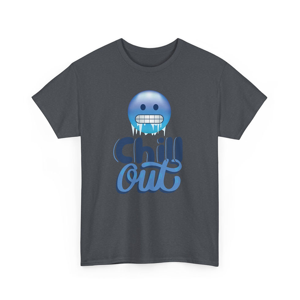 Thumbnail: Chill Out Emoji Heavy Cotton Tee | Relaxed Fit Graphic T-Shirt, Funny 