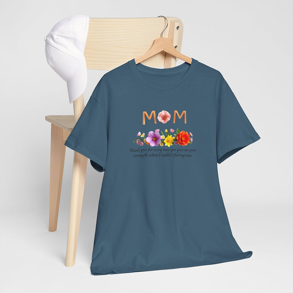 Thumbnail: Thank You Mom Unisex Heavy Cotton Tee - Floral Design