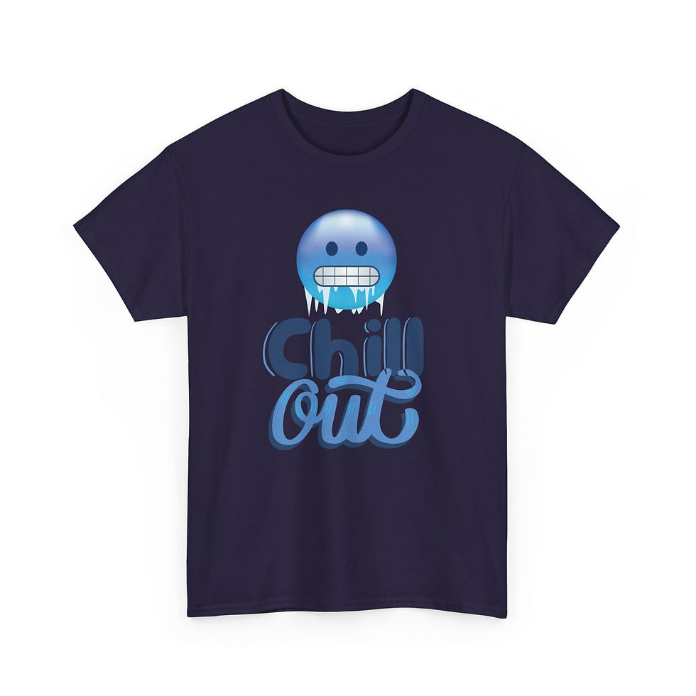 Thumbnail: Chill Out Emoji Heavy Cotton Tee | Relaxed Fit Graphic T-Shirt, Funny 