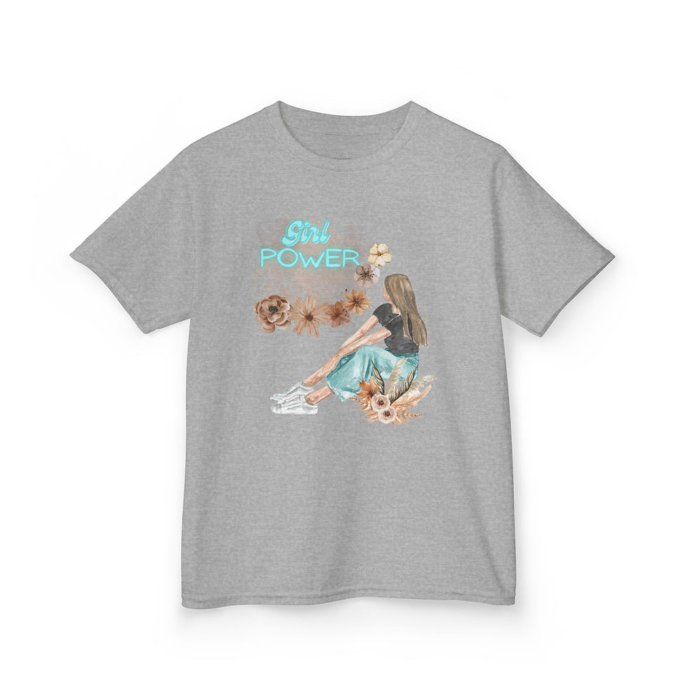 Thumbnail: Girl Power Kids Heavy Cotton Tee - Empowering Graphic T-Shirt for Young Girls