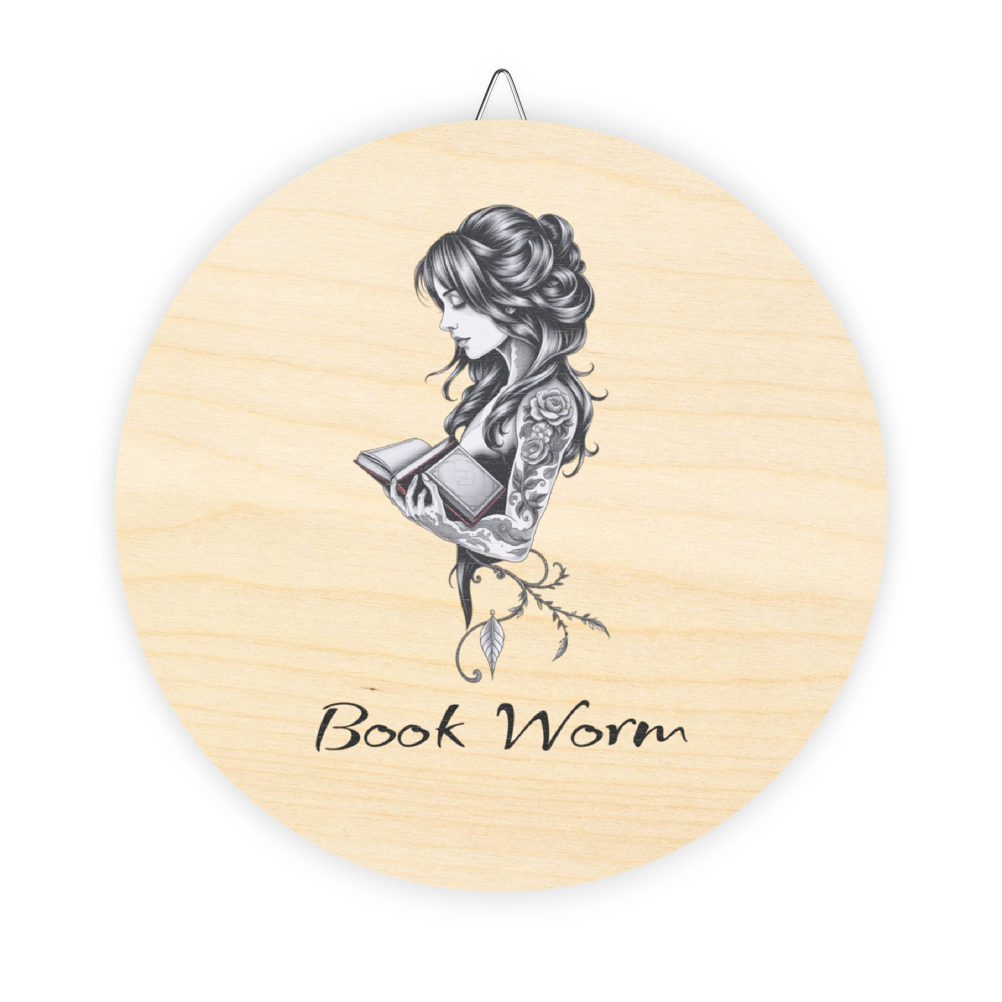 Book Worm Wooden Wall Sign - Perfect for Book Lovers & Reading Nooks