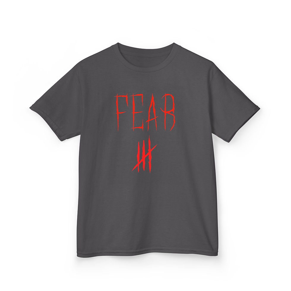 Thumbnail: Kids Fear Graphic Tee - Trendy Heavy Cotton Shirt for Halloween