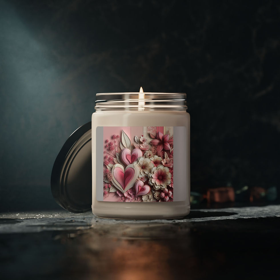 Thumbnail: Romantic Floral Scented Candle - Heart Design, Home Decor, Aromatherapy