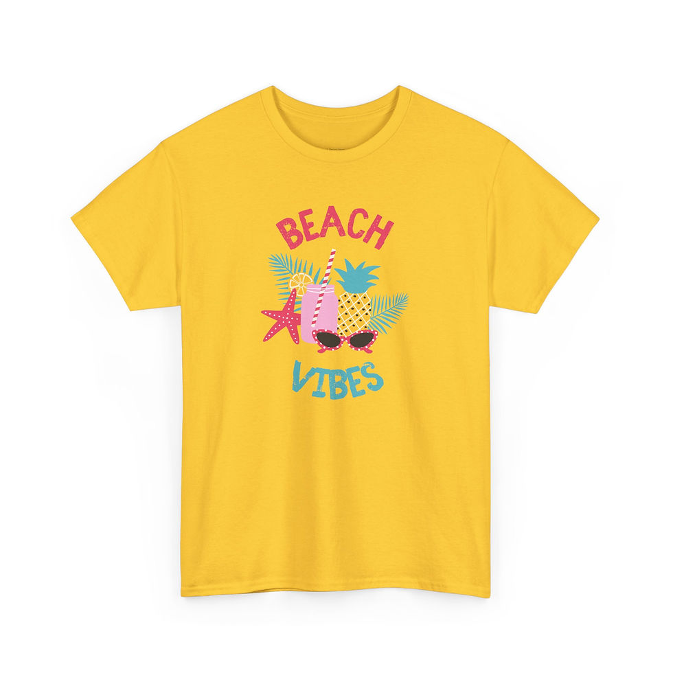 Thumbnail: Beach Vibes Heavy Cotton Tee - Casual Summer Shirt, Vacation Outfit