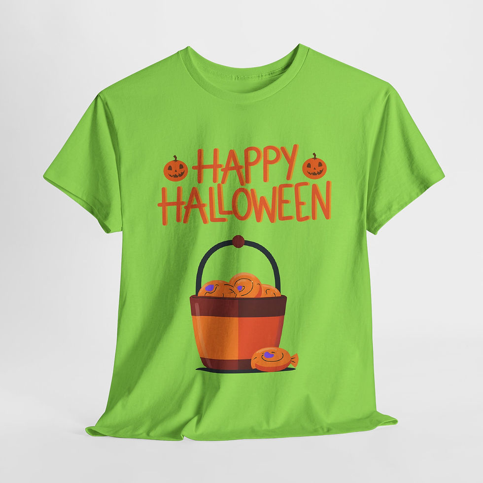 Thumbnail: Happy Halloween Heavy Cotton Tee, Spooky Shirt, Trick or Treat Tee