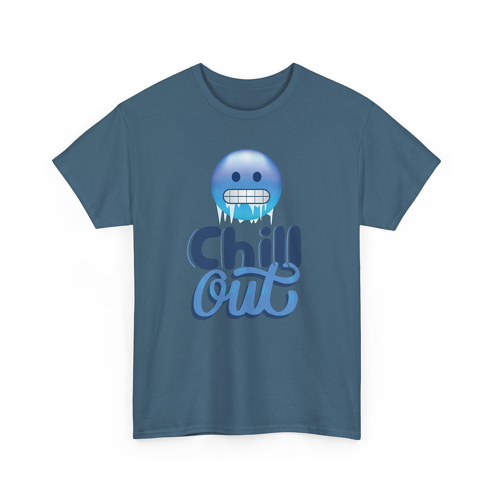 Thumbnail: Chill Out Emoji Heavy Cotton Tee | Relaxed Fit Graphic T-Shirt, Funny 