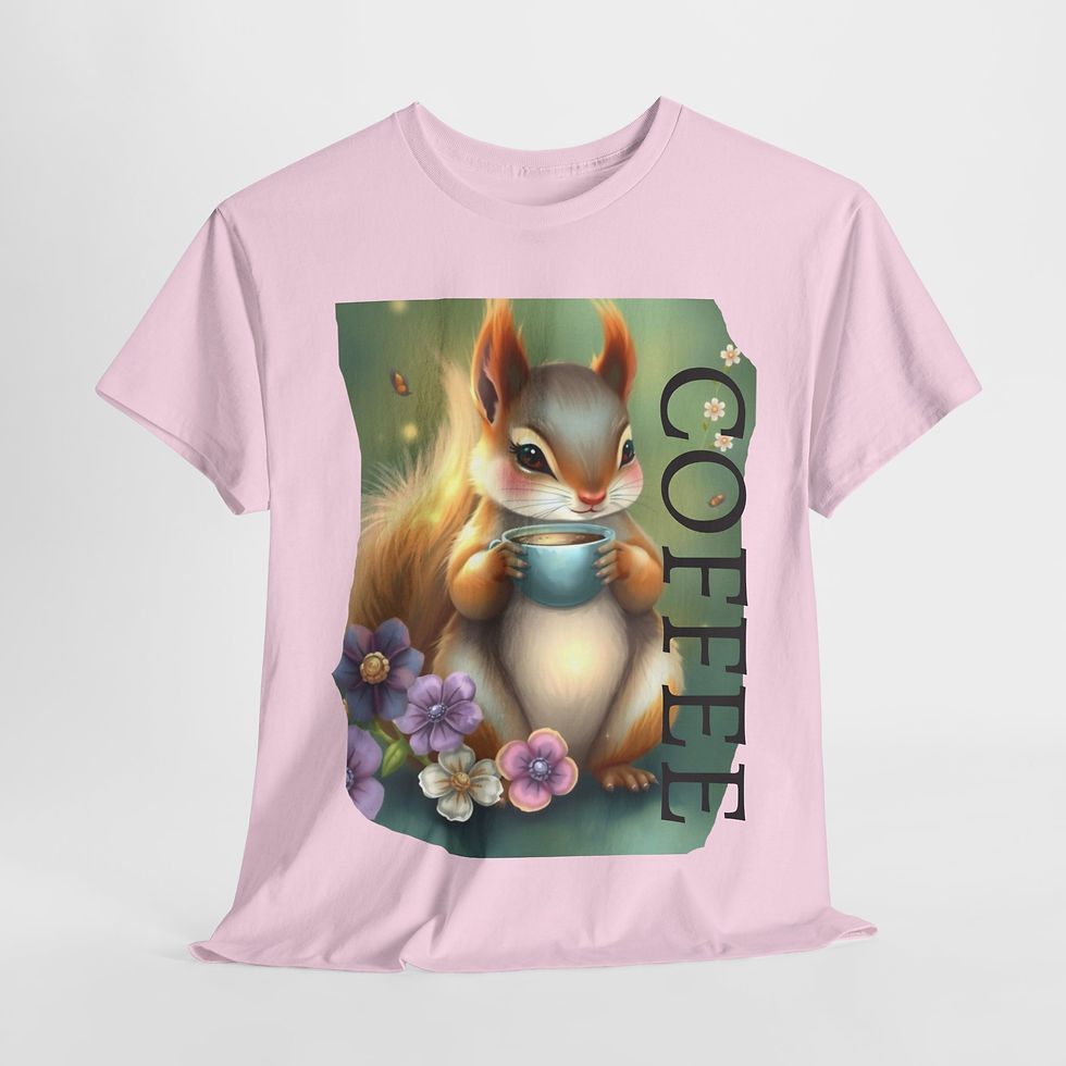 Thumbnail: Cute Coffee Squirrel Unisex Heavy Cotton Tee
