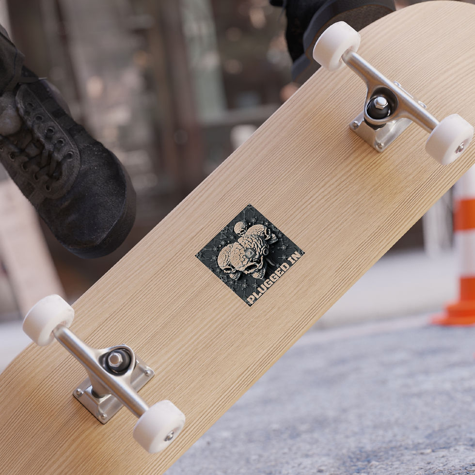 Thumbnail: Skull Themed Transparent Outdoor Sticker - "PLUGGED IN"