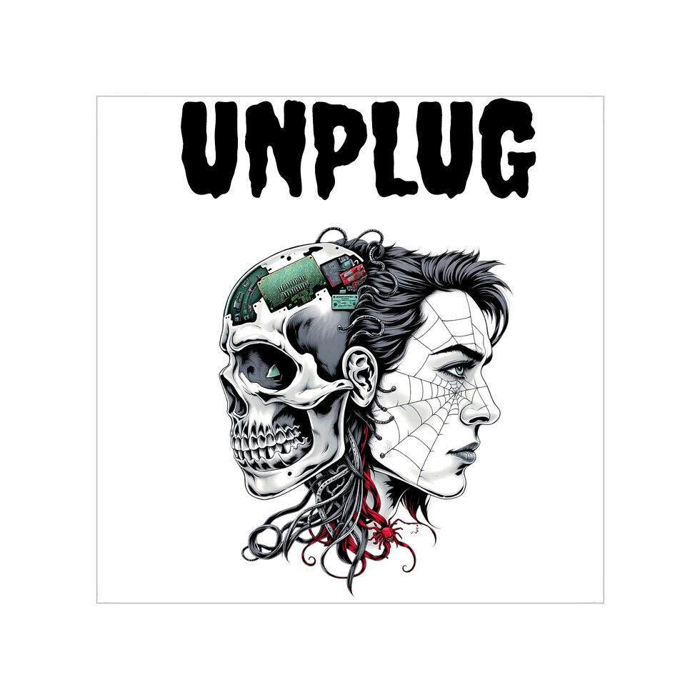 Thumbnail: Unplug Skull and Woman Transparent Outdoor Sticker 