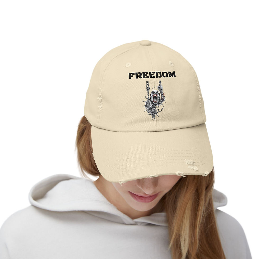 Thumbnail: Unisex Distressed Cap - Freedom Graphic Hat for Bold Expressions