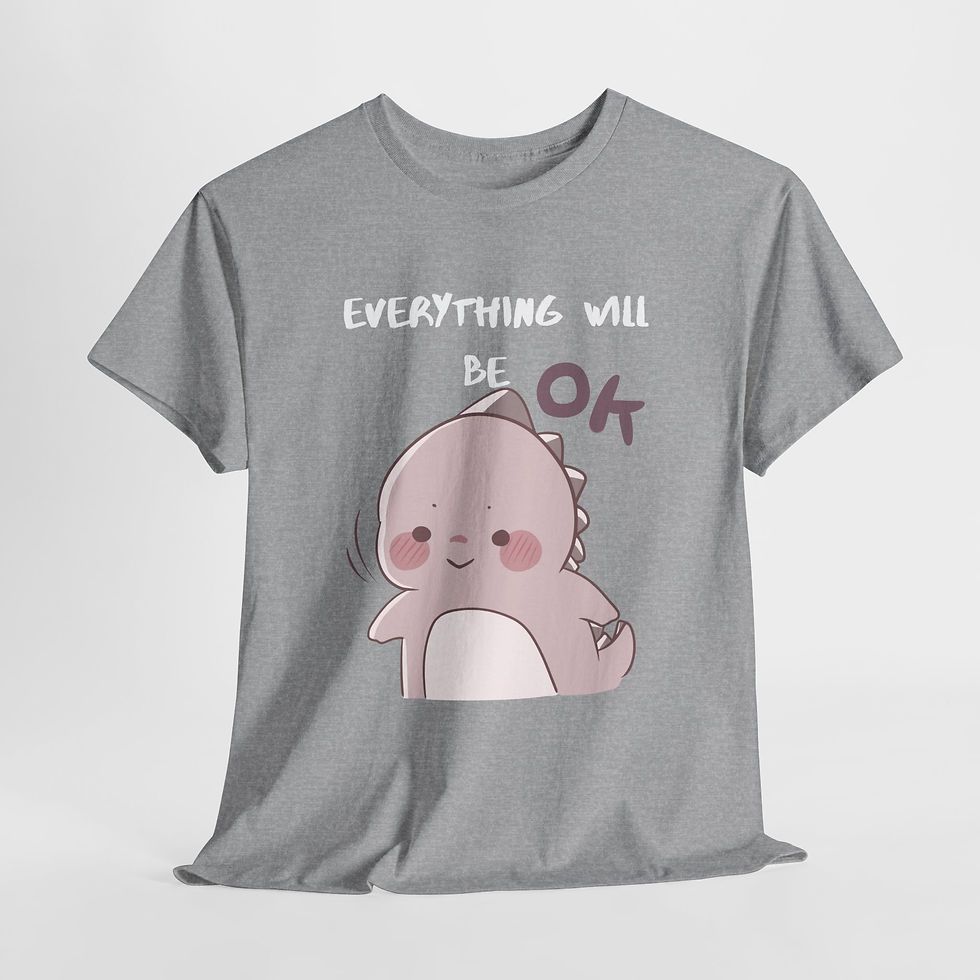 Thumbnail: Cute Dinosaur Unisex Heavy Cotton Tee - Soft & Playful Design 
