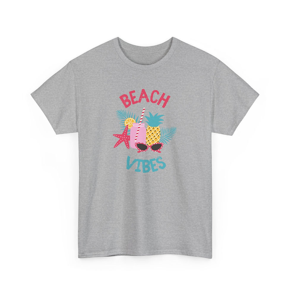 Thumbnail: Beach Vibes Heavy Cotton Tee - Casual Summer Shirt, Vacation Outfit