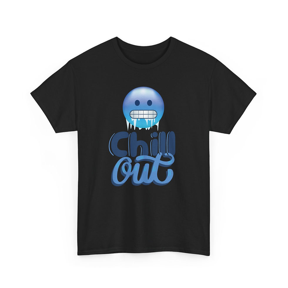 Thumbnail: Chill Out Emoji Heavy Cotton Tee | Relaxed Fit Graphic T-Shirt, Funny 