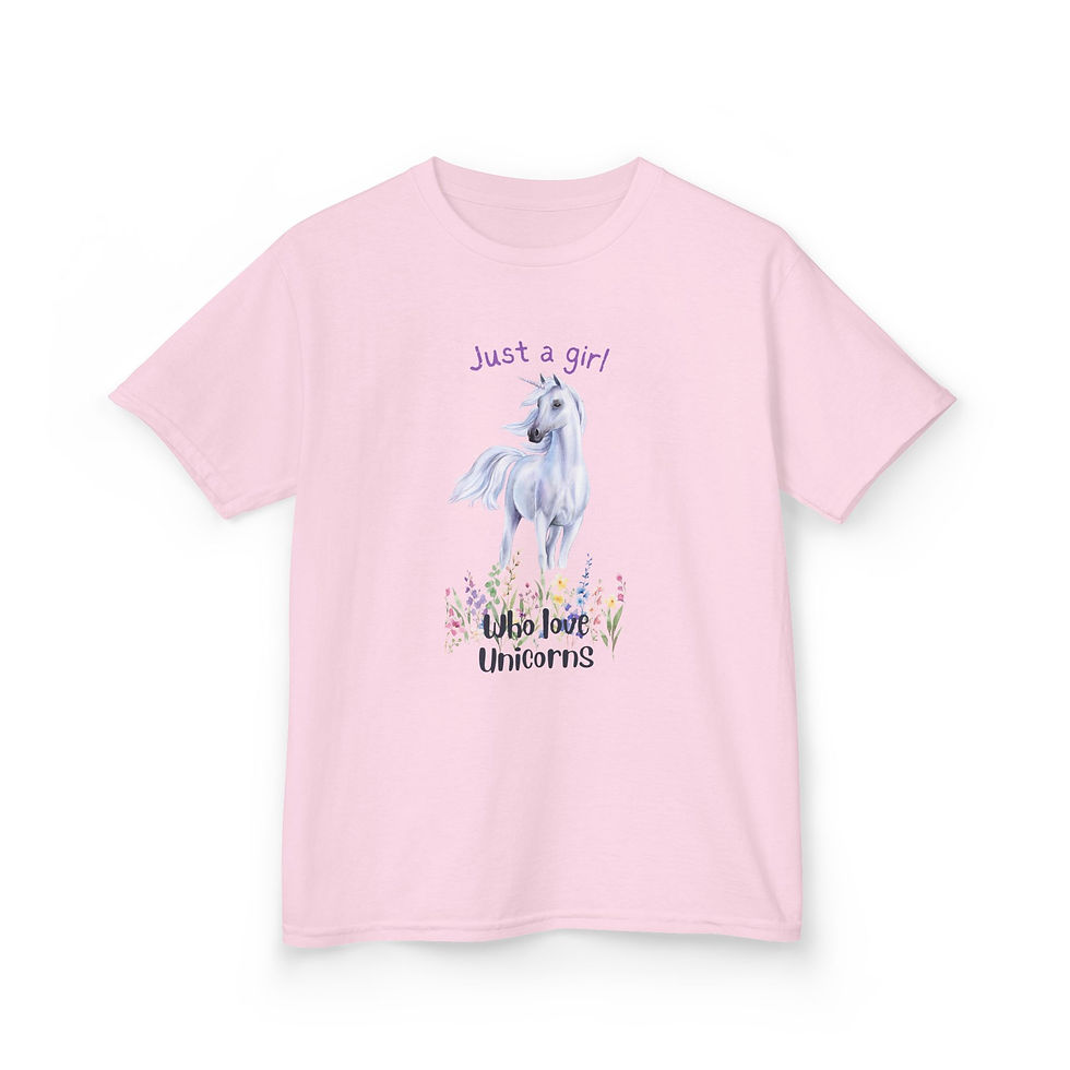 Thumbnail: Just a Girl Who Loves Unicorns Kids Heavy Cotton™ Tee
