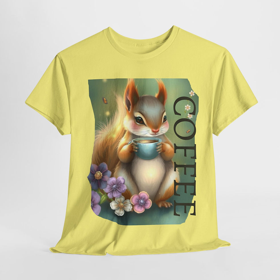 Thumbnail: Cute Coffee Squirrel Unisex Heavy Cotton Tee