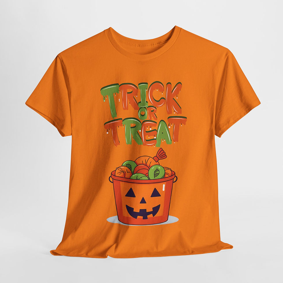 Thumbnail: Halloween Trick or Treat Tee, Cotton T-Shirt, Spooky Fun Costume
