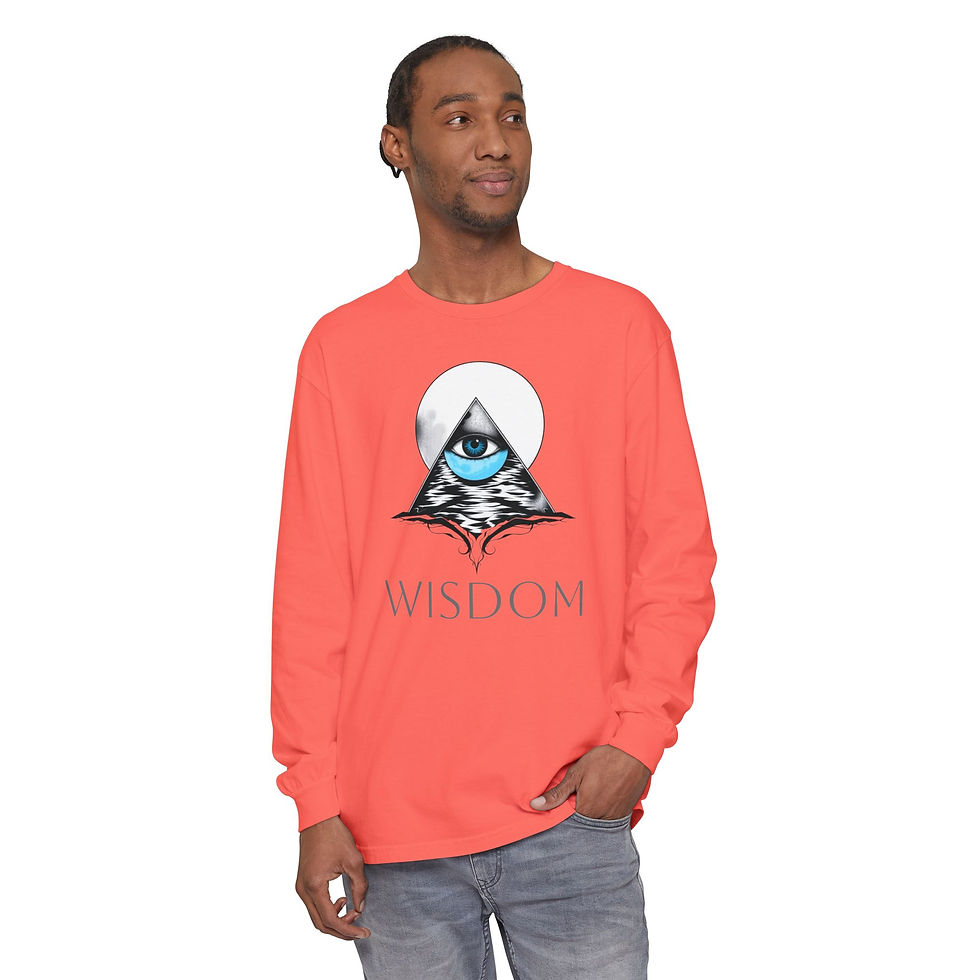 Thumbnail: Garment-Dyed Long Sleeve T-Shirt - Wisdom Eye Triangle Design