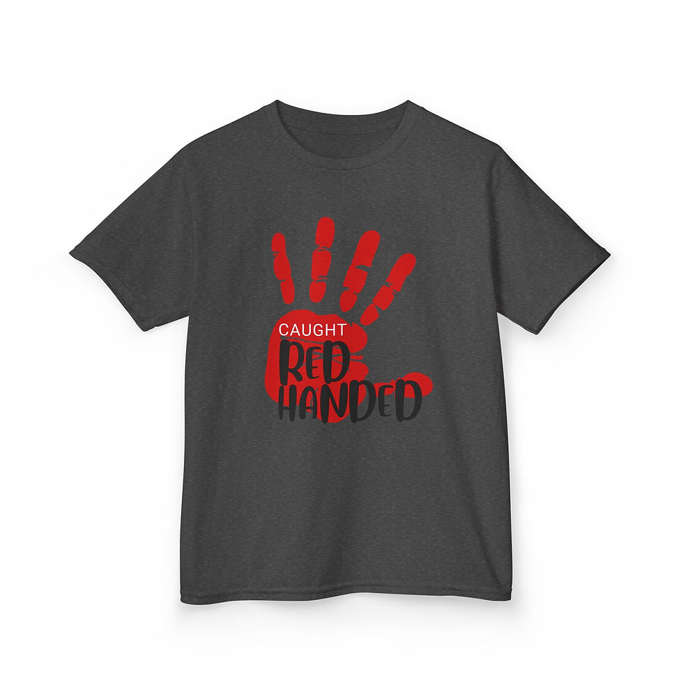 Thumbnail: Kids Caught Red Handed Tee - Fun Graphic Cotton Shirt for Playful Moments
