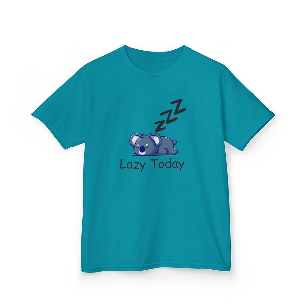 Thumbnail: Lazy Today Kids Tee, Cute Koala T-Shirt, Fun Kids Apparel, Sleepy Animal Shirt