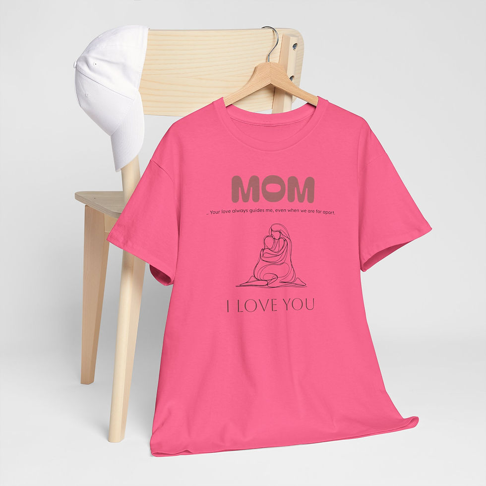 Thumbnail: Mom I Love You Unisex Heavy Cotton Tee - Heartfelt Gift for Moms