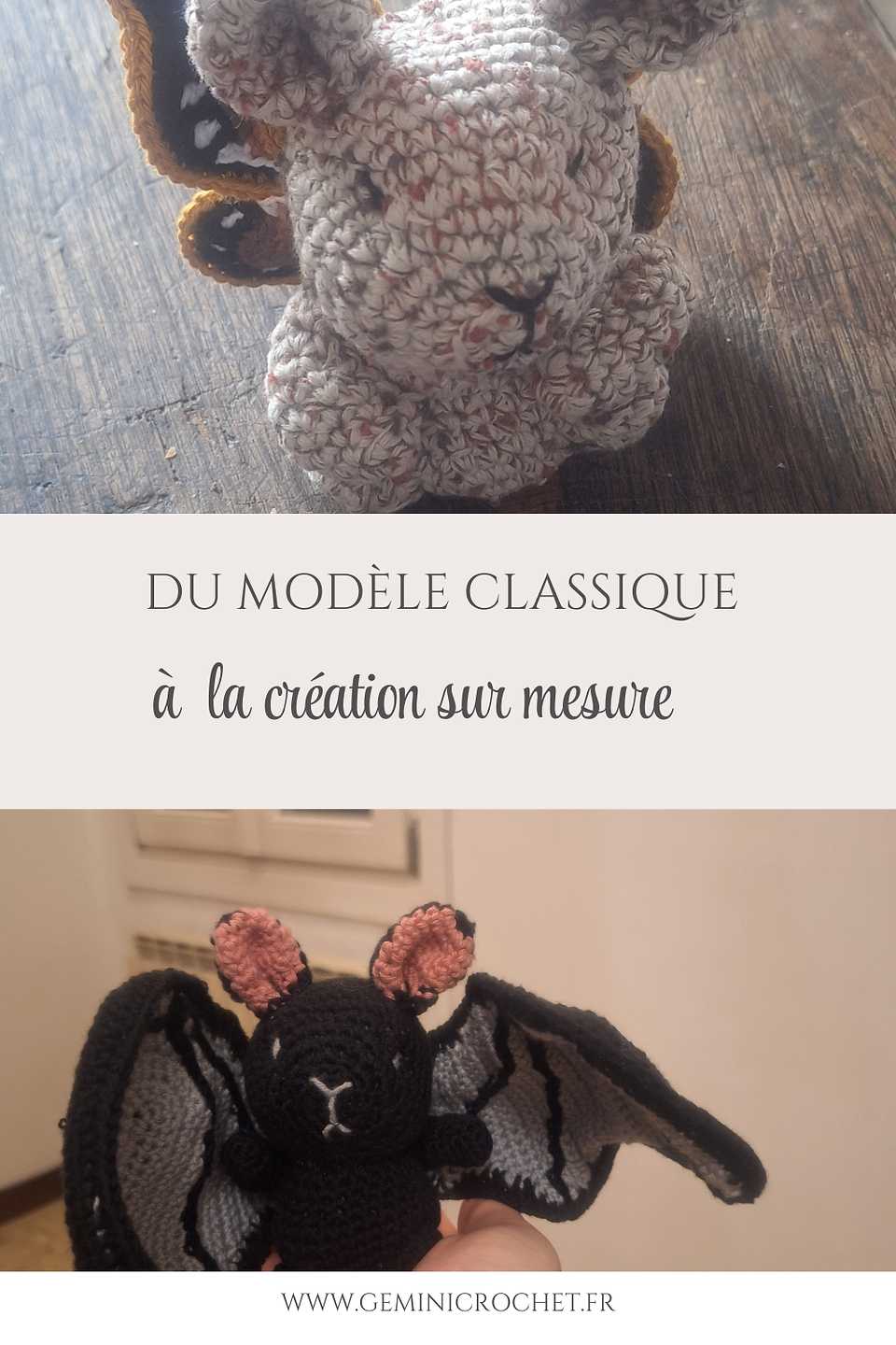 Comparaison avant/après entre le modèle original aux ailes de papillon et sa version bat-lapin