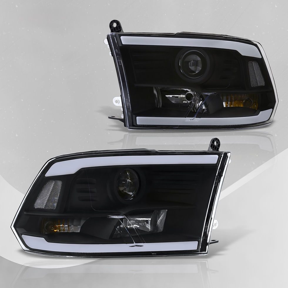 Thumbnail: 2009-2018 Dodge Ram LED DRL Black Single Projector Headlights