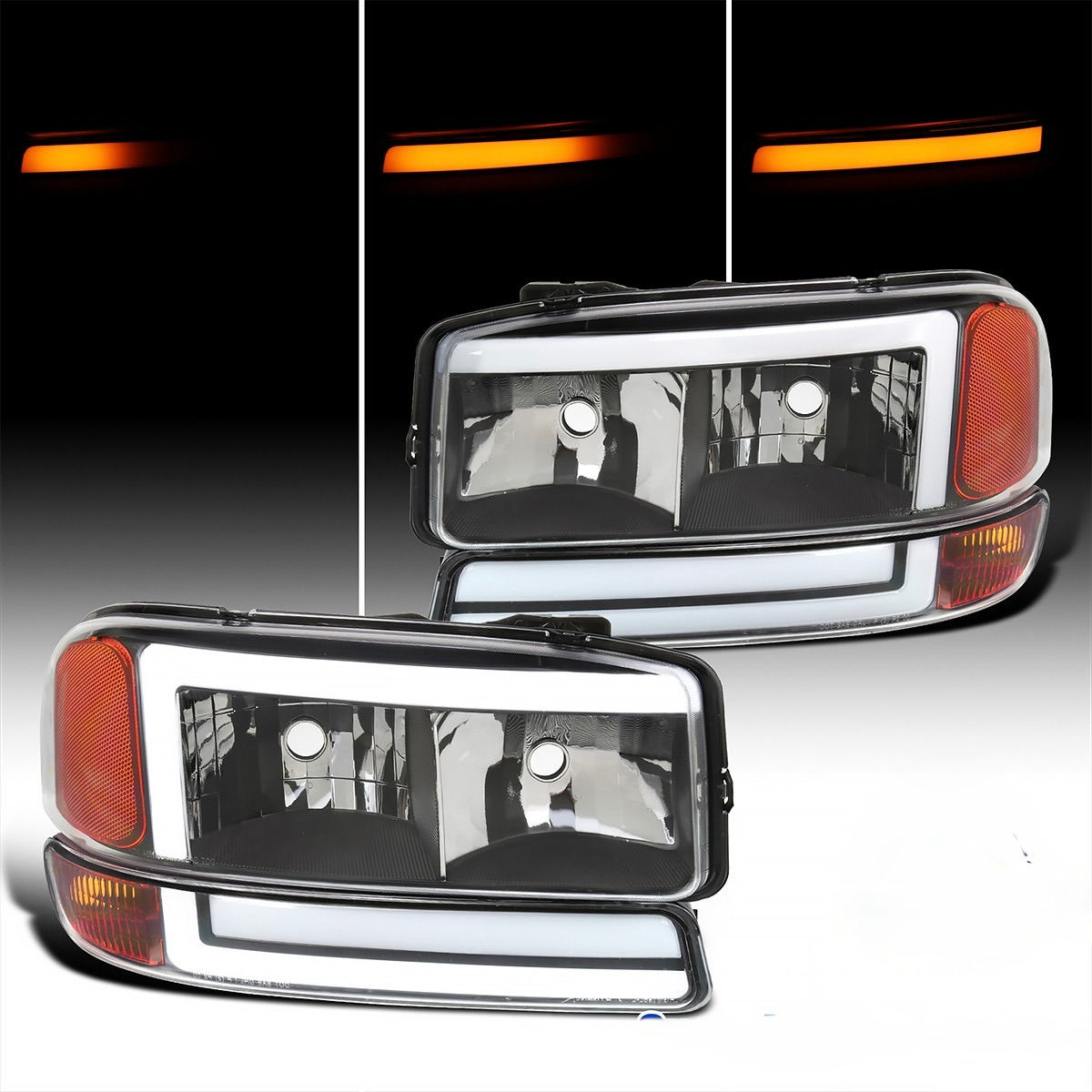 2000-2006 GMC Yukon C Bar Style LED Headlight &amp; Bar Style Bumper La