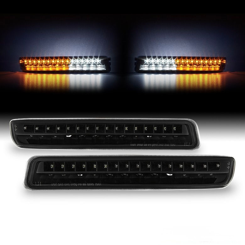 Thumbnail: 1999-2006 GMC Sierra Smoked LED Halo Headlights & Bumper Lamp