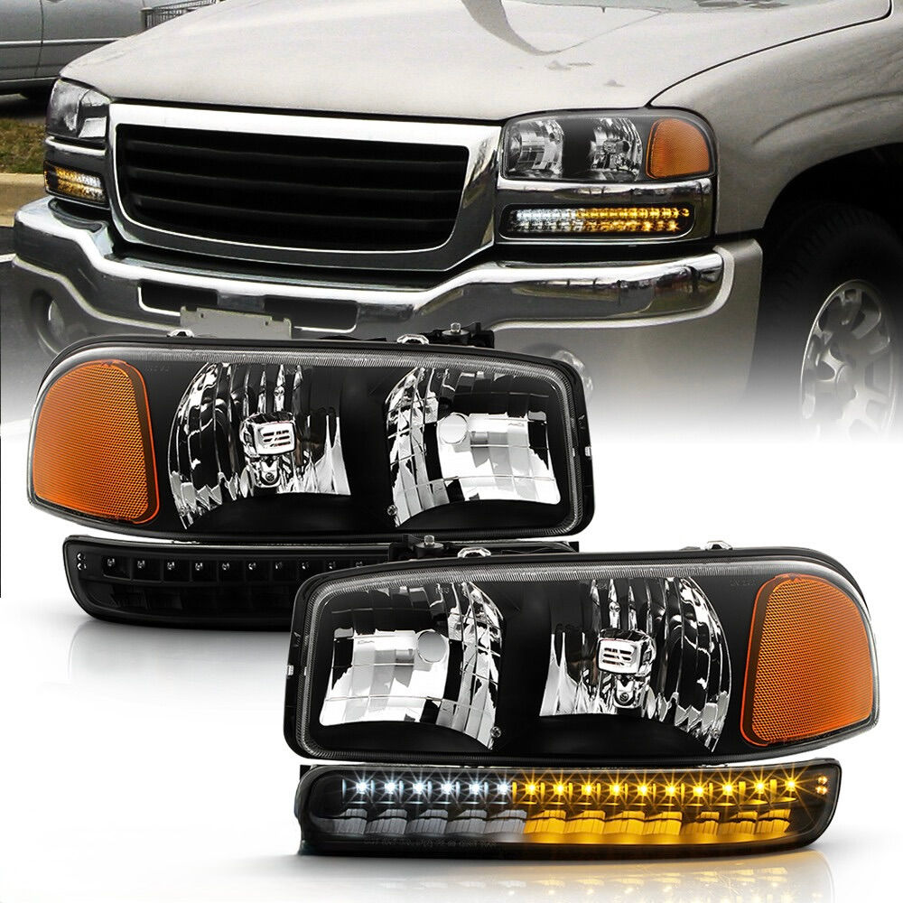 2000-2006 GMC Sierra LED Black Headlights