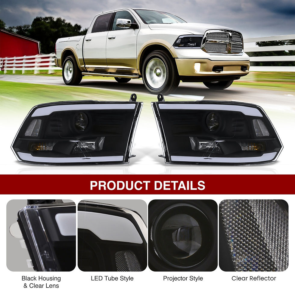 Thumbnail: 2009-2018 Dodge Ram LED DRL Black Single Projector Headlights