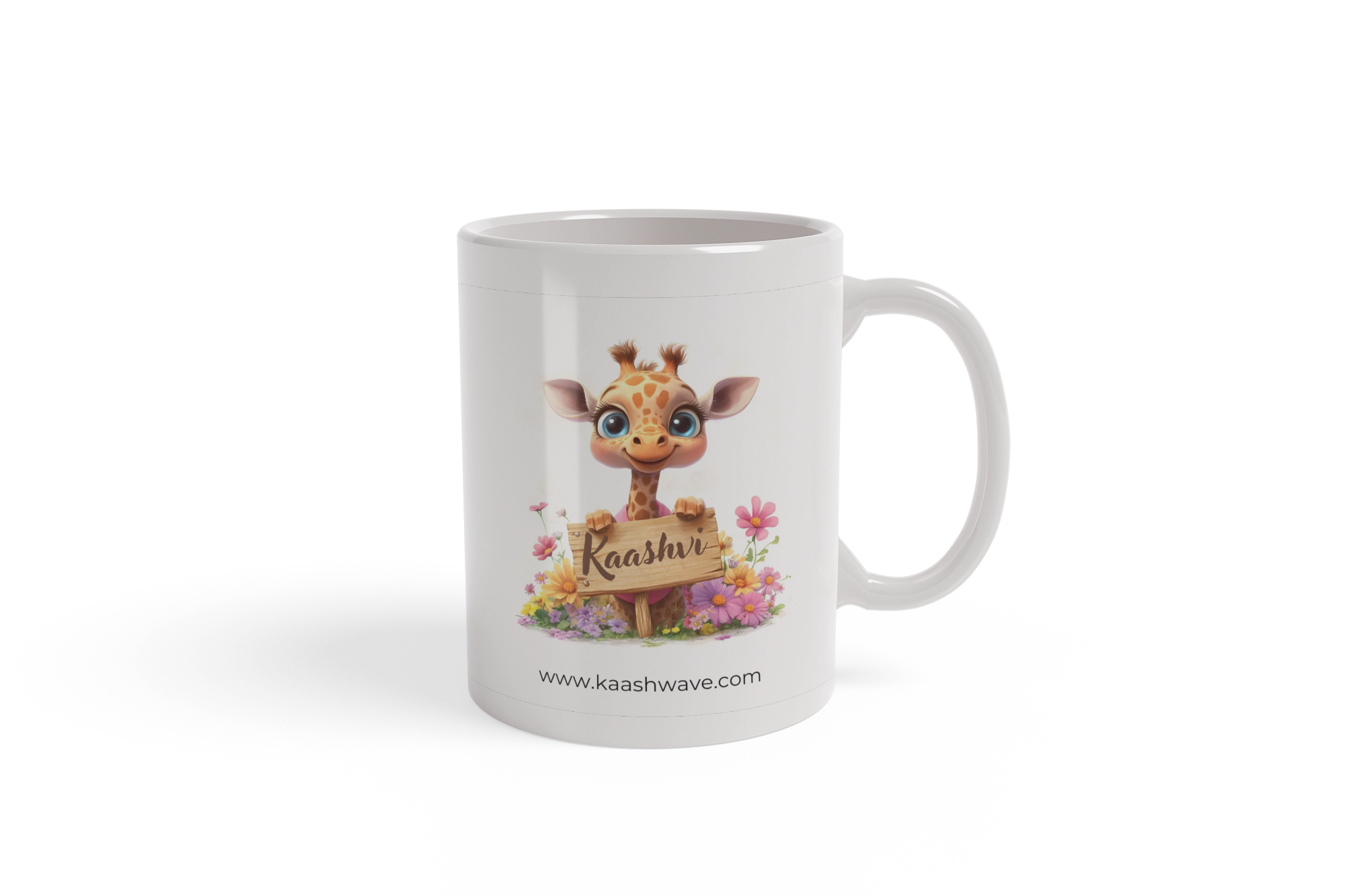 cute giraffe with name plate kids Coffee Mug