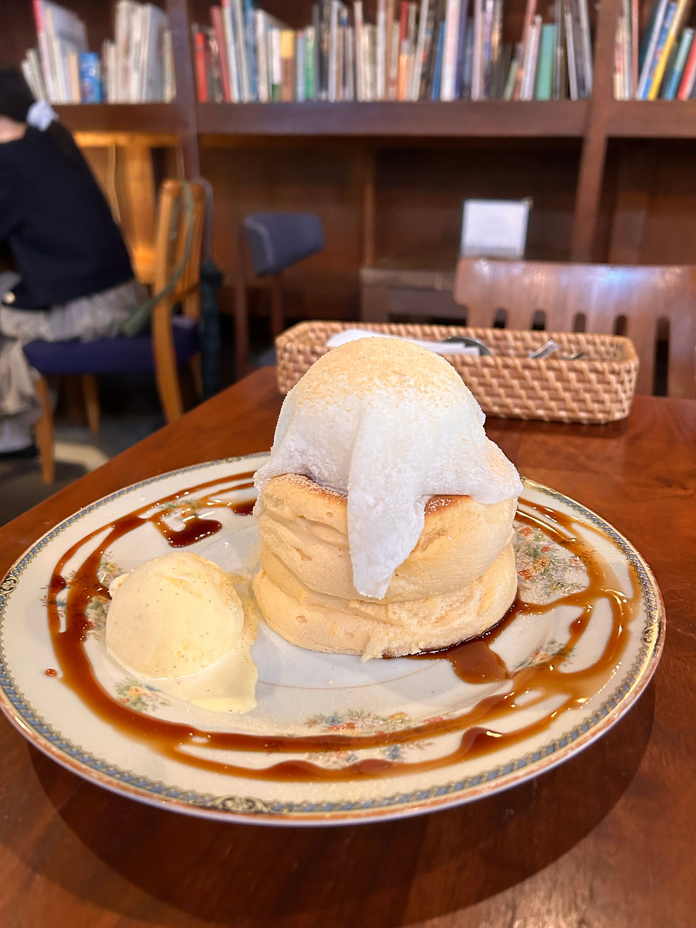 A stack of fluffy pancakes i got my first time visiting