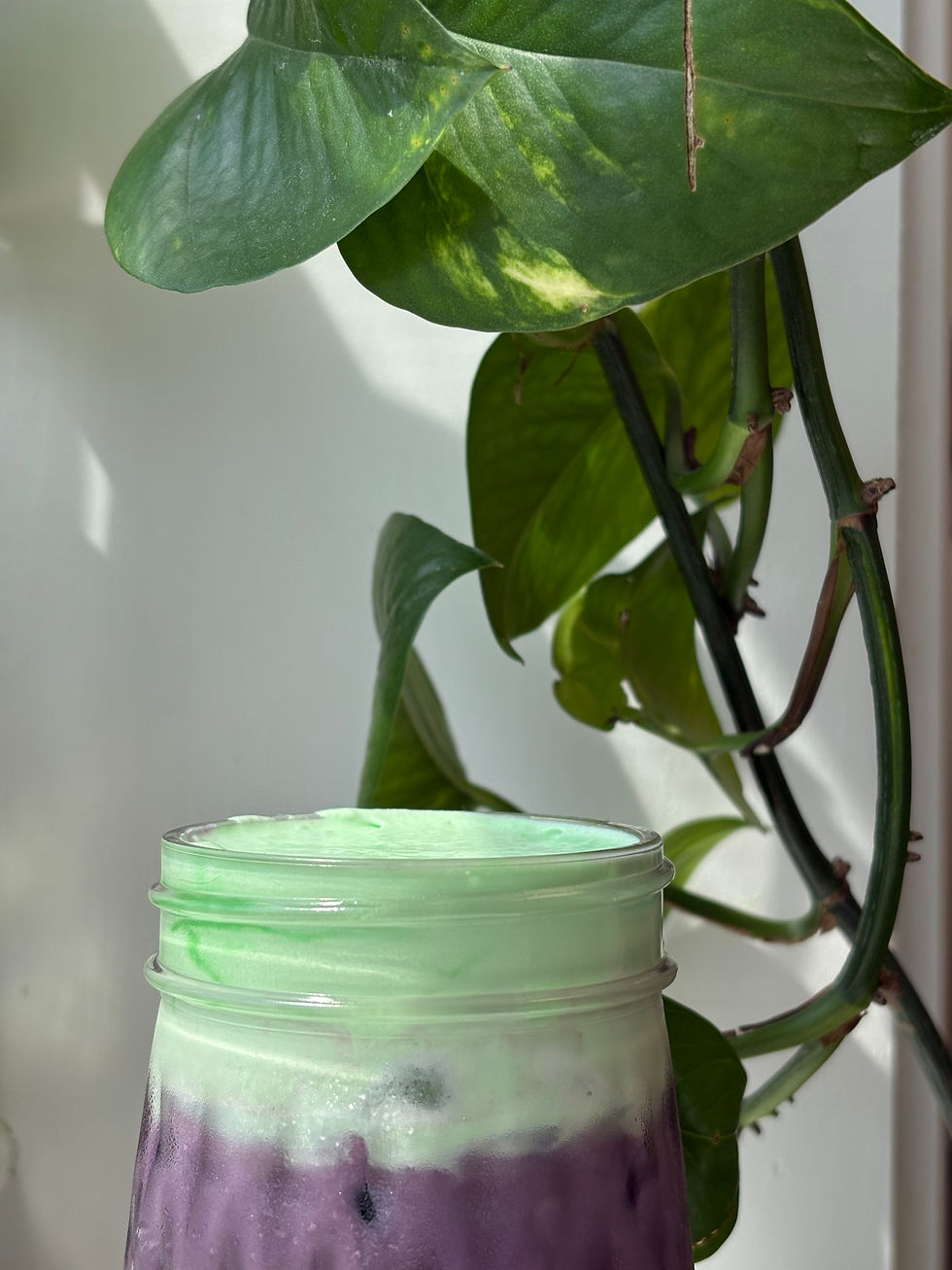 buko pandan cold foam and ube latte