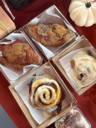 croissant cookie, sourdough pumpkin cinnamon roll, tiramisu