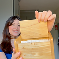 woman holding a recipe box