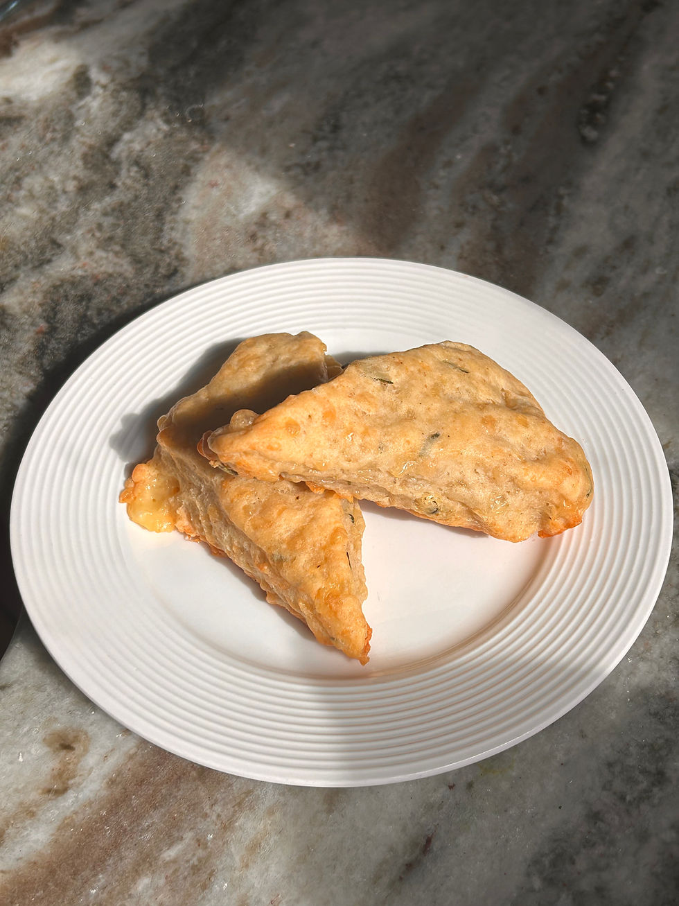 two sourdough discard and herb cheese scones