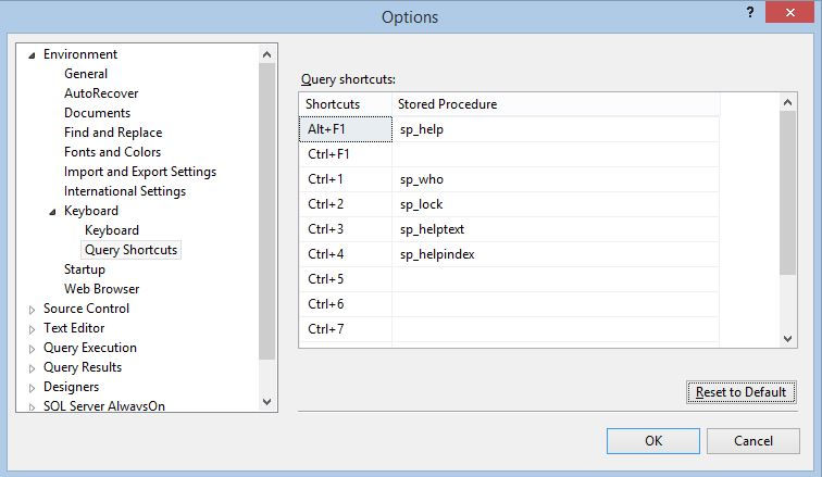 SSMS Query Shortcuts