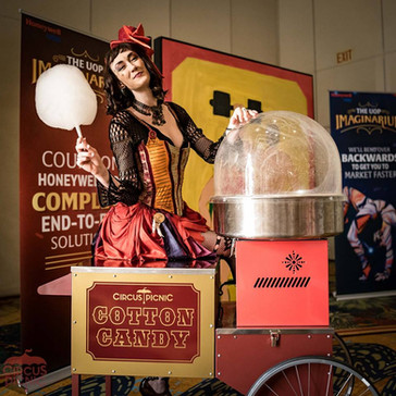 Circus Sweet Treats, VINTAGE COTTON CANDY CART, Traditional Candy at Circus Styled Entertainment, Corporate Event Ideas