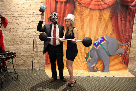Maskman and Strong Guest, Elephant Art Photo Booth, CIRCUS PICNIC Artistic Party Decor, Texas Theme Party Ideas